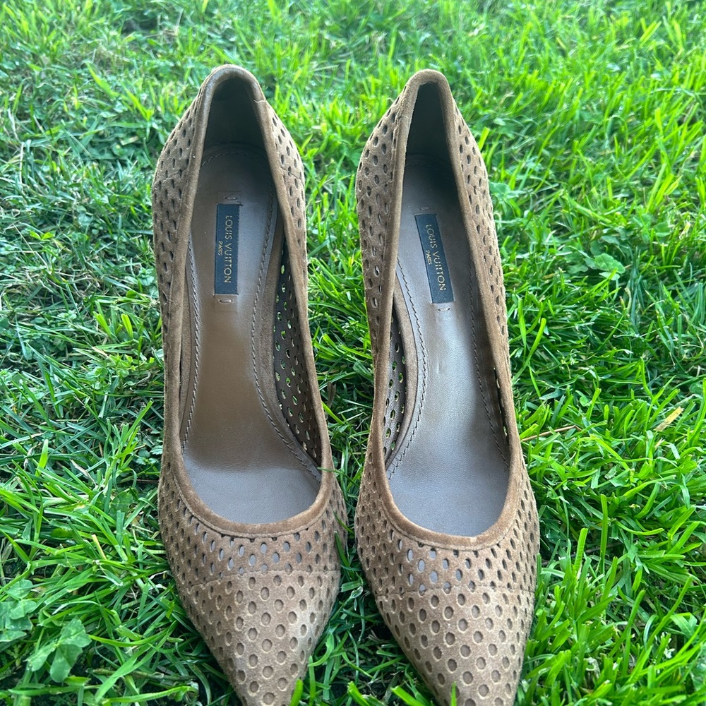 Louis Vuitton Brown Perforated Heels